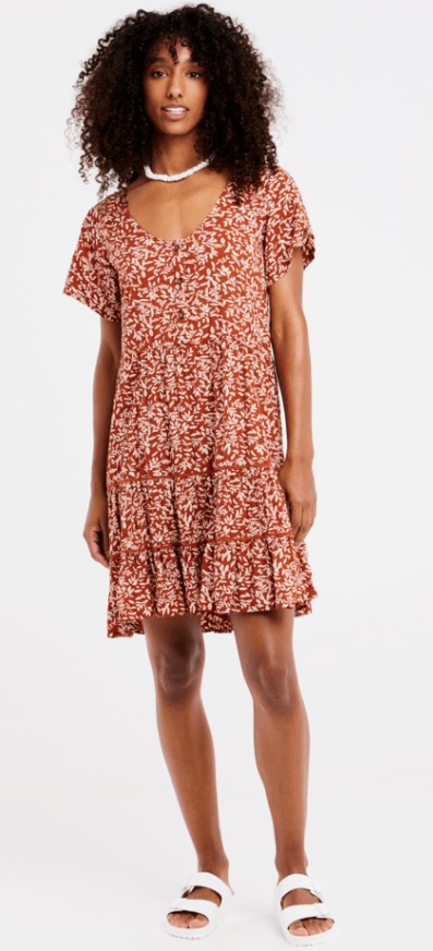 WMN PRTLENI 23 DRESS CHILI RUST